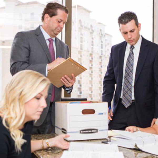 Attorneys reviewing case